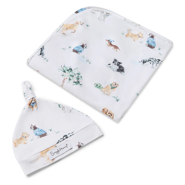 Organic Jersey Wrap & Beanie Set- Dog Park