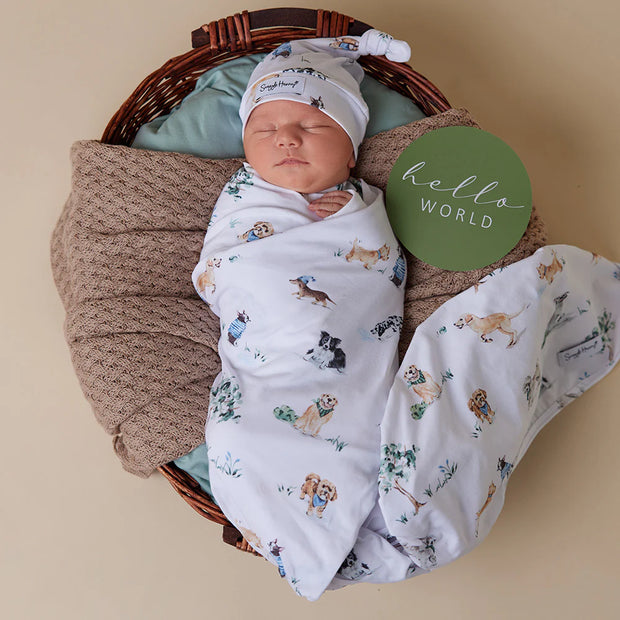 Organic Jersey Wrap & Beanie Set- Dog Park