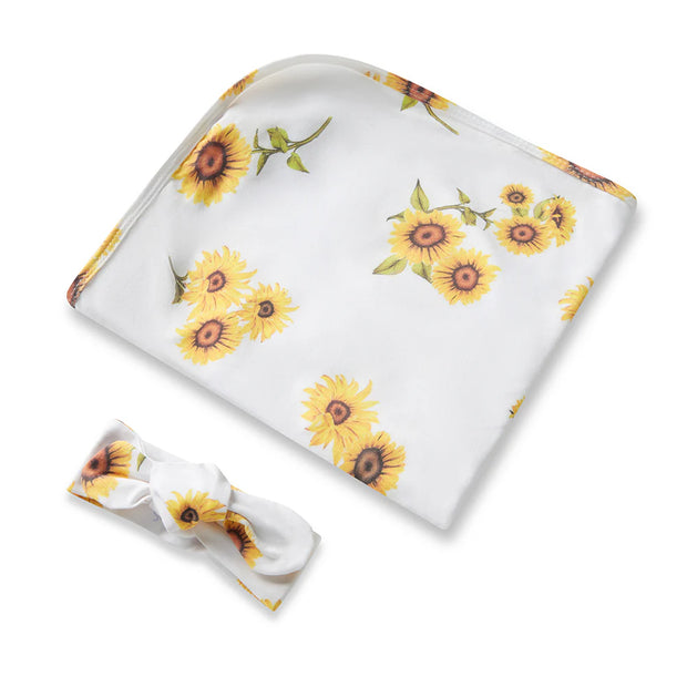 Organic Jersey Wrap & Topknot Set - Sunflower