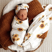 Organic Jersey Wrap & Topknot Set - Sunflower
