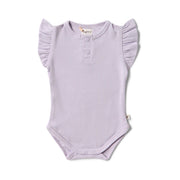 Lavender Short Sleeve Organic Bodysuit with Frill