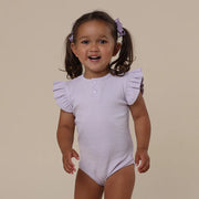 Lavender Short Sleeve Organic Bodysuit with Frill