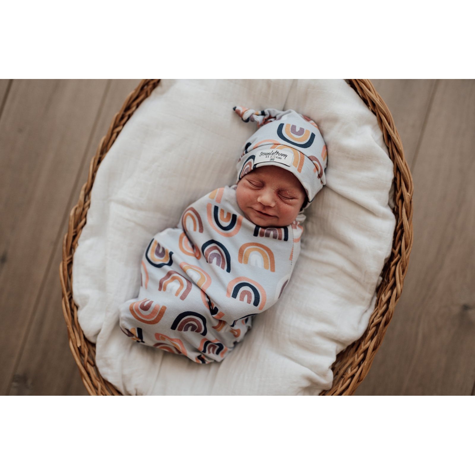 Snuggle Swaddle & Beanie Set Sunset Rainbow Design