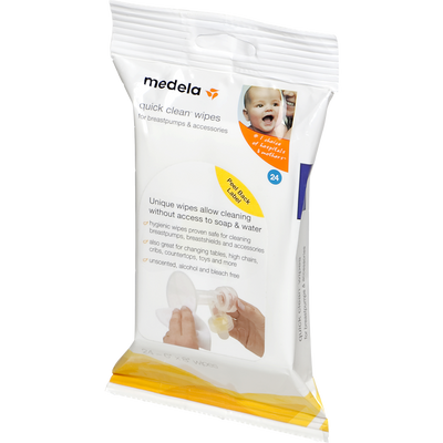 Medela Quick Clean Breast Pump and Accessory Wipes, 72 Wipes in a  Resealable Pack, Convenient Portable Cleaning, Hygienic Wipes Safe for  Cleaning High