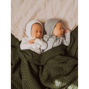 Diamond Knit Baby Blanket - Olive