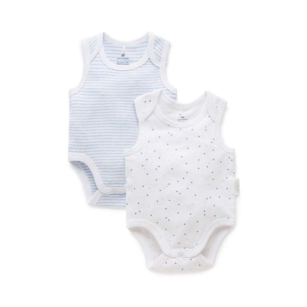 Quincy Mae - 2-Pack Jersey Bodysuit - Bears, Dusty Blue Stripe – Dearly