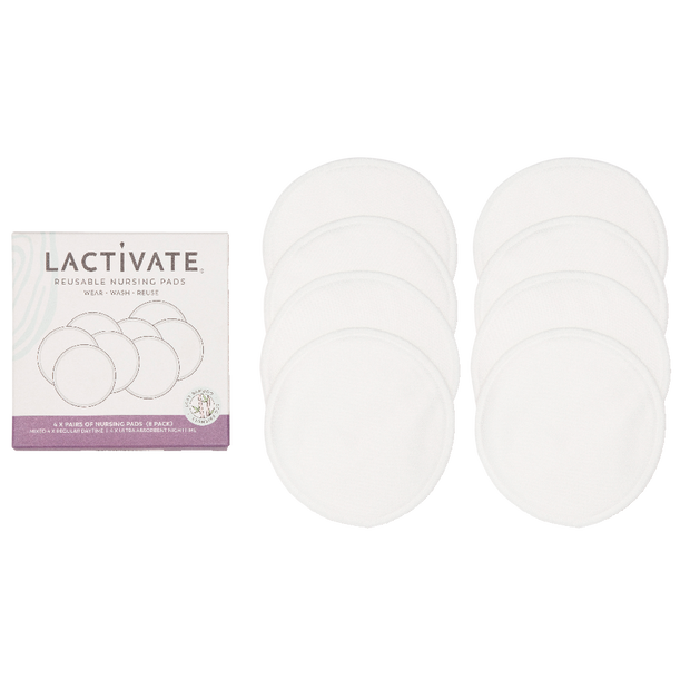 Lactivate Reusable Mixed White Nursing Pads - 8pk