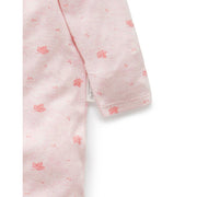 Zip Growsuit - Pale Pink Leaf