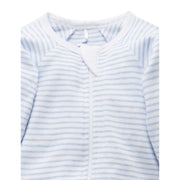 Zip Growsuit - Pale Blue Melange Stripe