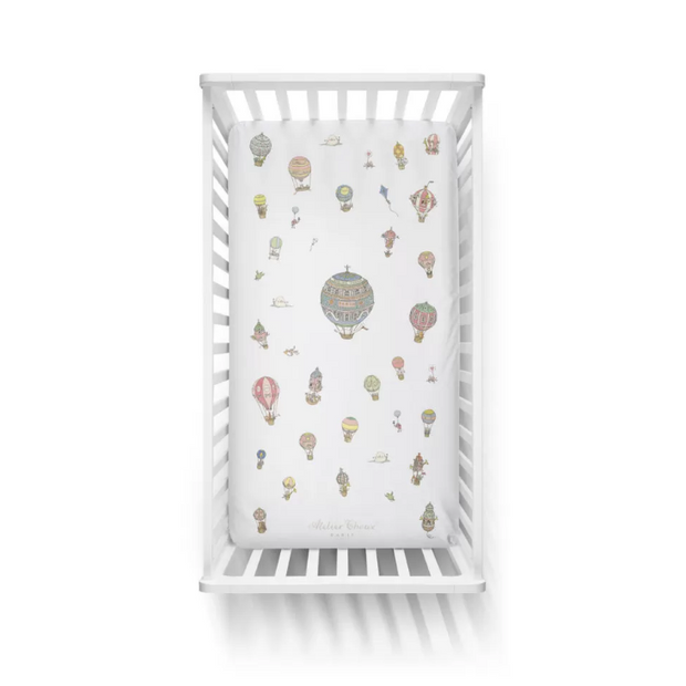 Fitted Sheet Satin In Hot Air Balloons Dreamy Skies