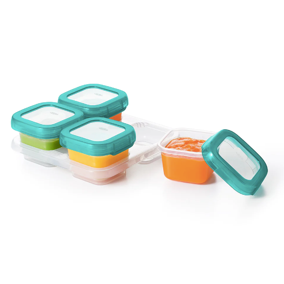 Baby Blocks Freezer Storage Set 4oz Teal Containers