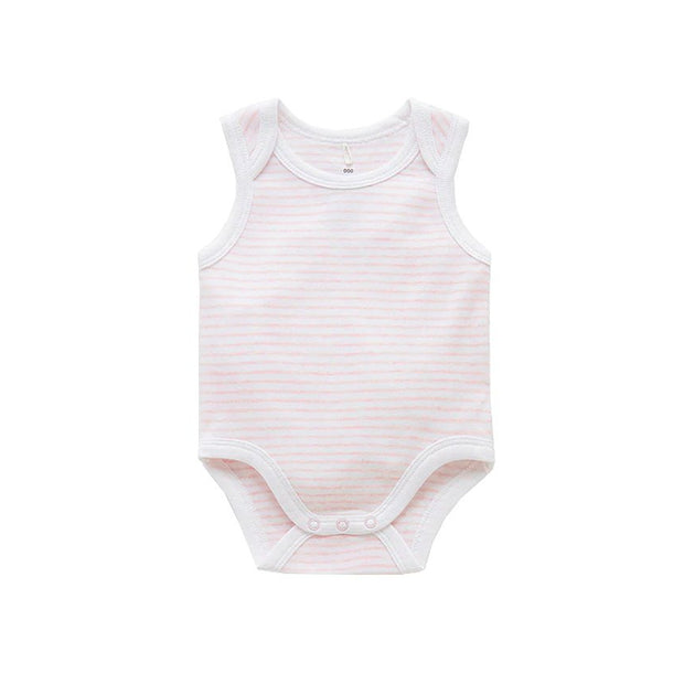 Singlet Bodysuit - Pale Pink Melange Stripe
