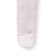 Zip Growsuit - Pale Pink Melange Stripe